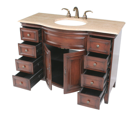 Image of Stufurhome 48 inch Yorktown Single Sink Vanity with Travertine Marble Top GM-5115-48-TR