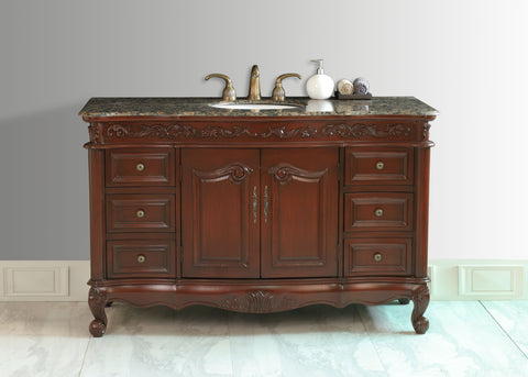 Image of Stufurhome 56 inch Princeton Single Sink Bathroom Vanity with Baltic Brown Granite Top GM-5110-56-BB