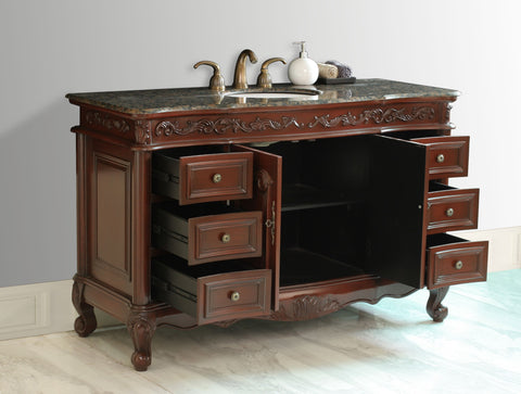 Image of Stufurhome 56 inch Princeton Single Sink Bathroom Vanity with Baltic Brown Granite Top GM-5110-56-BB