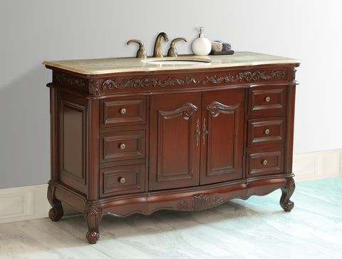 Image of Stufurhome 56 inch Princeton Single Sink Bathroom Vanity with Travertine Marble Top GM-5110-56-TR