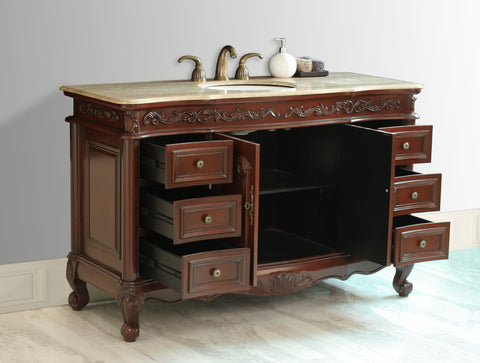 Image of Stufurhome 56 inch Princeton Single Sink Bathroom Vanity with Travertine Marble Top GM-5110-56-TR