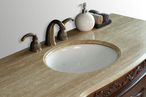 Image of Stufurhome 56 inch Princeton Single Sink Bathroom Vanity with Travertine Marble Top GM-5110-56-TR