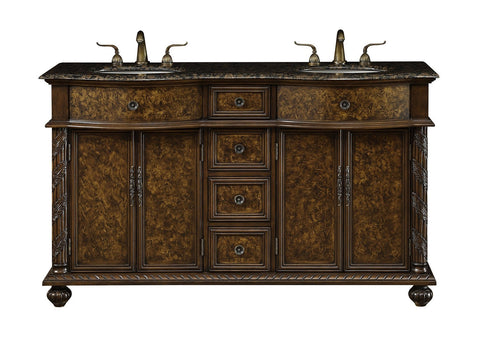 Image of Stufurhome 60 inch Amelia Double Sink Vanity with Baltic Brown Granite Top GM-5116-60-BB