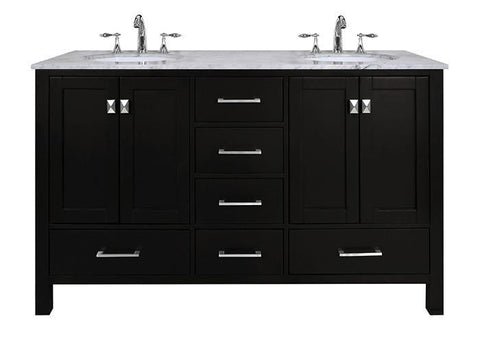 Image of Stufurhome 60 inch Malibu Espresso Double Sink Bathroom Vanity GM-6412-60ES-CR