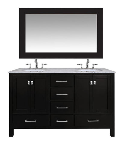 Image of Stufurhome 60 inch Malibu Espresso Double Sink Bathroom Vanity with Mirror GM-6412-60ES-CR-M59