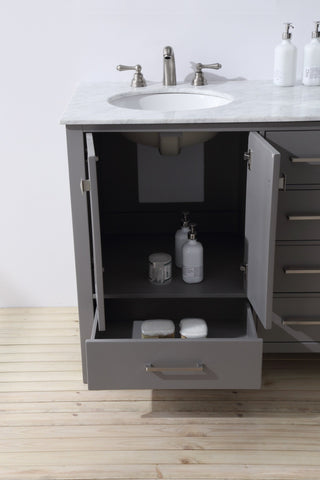 Image of Stufurhome 60 inch Malibu Grey Double Sink Bathroom Vanity GM-6412-60GY-CR