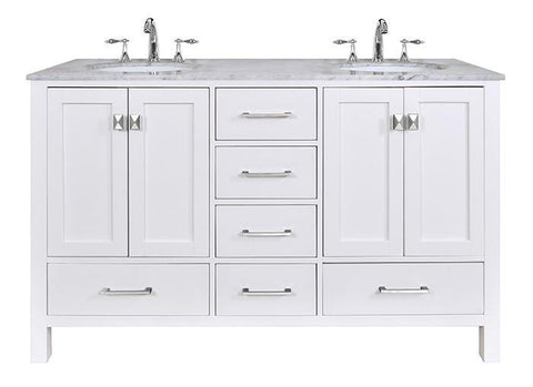 Image of Stufurhome 60 inch Malibu Pure White Double Sink Bathroom Vanity GM-6412-60PW-CR