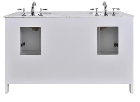 Image of Stufurhome 60 inch Malibu Pure White Double Sink Bathroom Vanity with Mirror GM-6412-60PW-CR-M59