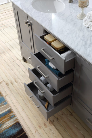 Image of Stufurhome 72 inch Malibu Grey Double Sink Bathroom Vanity GM-6412-72GY-CR