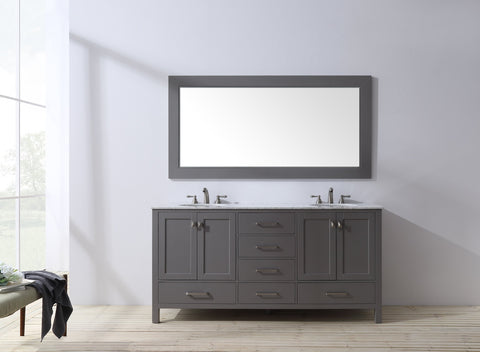 Image of Stufurhome 72 inch Malibu Grey Double Sink Bathroom Vanity with Mirror GM-6412-72GY-CR-M71