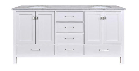 Image of Stufurhome 72 inch Malibu Pure White Double Sink Bathroom Vanity GM-6412-72PW-CR