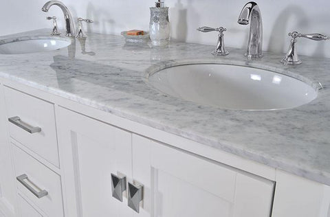 Image of Stufurhome 72 inch Malibu Pure White Double Sink Bathroom Vanity GM-6412-72PW-CR