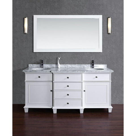 Image of Stufurhome Cadence White 72 inch Double Sink Bathroom Vanity with Mirror HD-7000W-72-CR