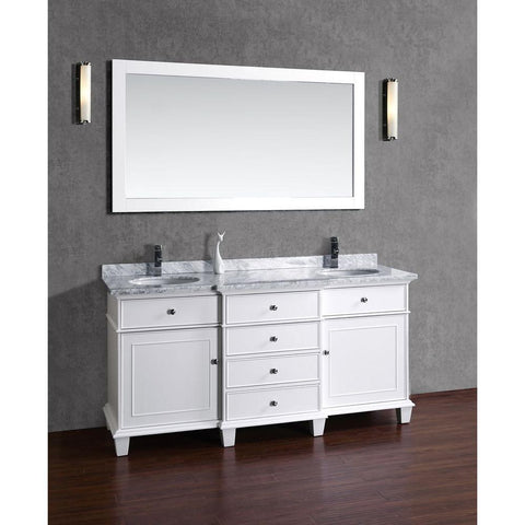 Image of Stufurhome Cadence White 72 inch Double Sink Bathroom Vanity with Mirror HD-7000W-72-CR