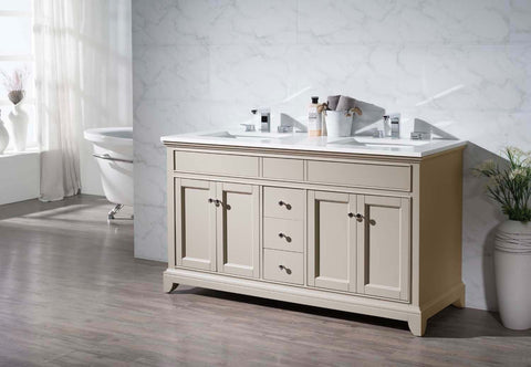 Image of Stufurhome Erin 59 Inch Double Sink Bathroom Vanity HD-6004-59-QZ