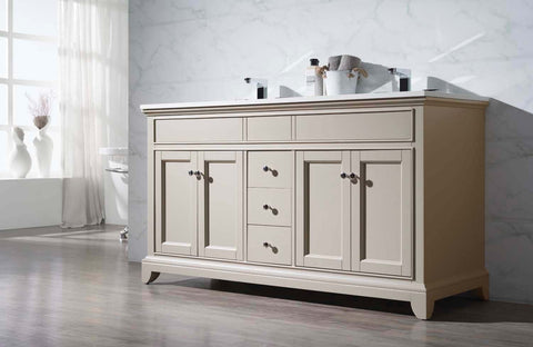 Image of Stufurhome Erin 59 Inch Double Sink Bathroom Vanity HD-6004-59-QZ