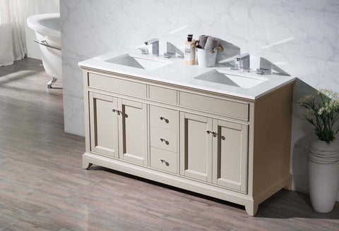 Image of Stufurhome Erin 59 Inch Double Sink Bathroom Vanity HD-6004-59-QZ