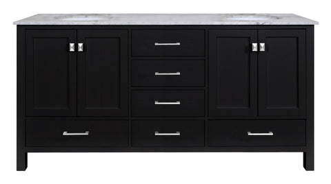 Image of Stufurhome Malibu 72 Inch Espresso Double Sink Bathroom Vanity GM-6412-72ES-CR