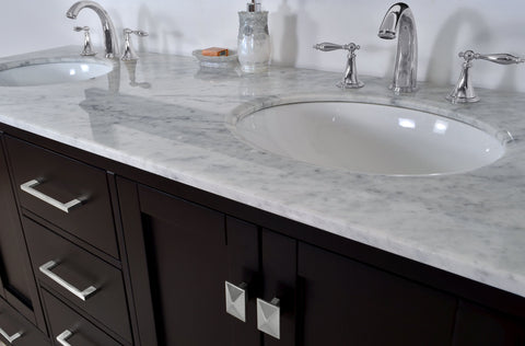 Image of Stufurhome Malibu 72 Inch Espresso Double Sink Bathroom Vanity GM-6412-72ES-CR