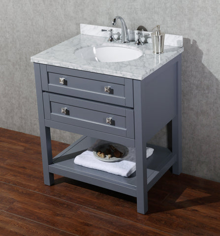 Image of Stufurhome Marla 30 inch Single Sink Bathroom Vanity with Mirror in Grey HD-6868G-30-CR