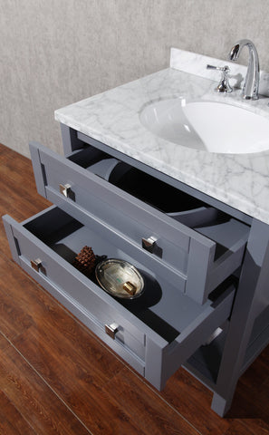 Image of Stufurhome Marla 30 inch Single Sink Bathroom Vanity with Mirror in Grey HD-6868G-30-CR