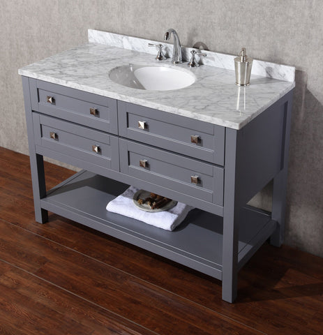 Image of Stufurhome Marla 48 inch Single Sink Bathroom Vanity with Mirror in Grey HD-6868G-48-CR