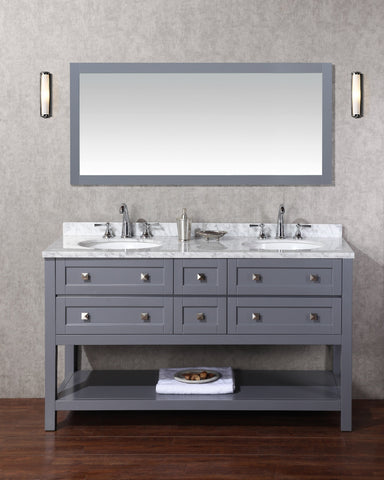 Image of Stufurhome Marla 60 inch Double Sink Bathroom Vanity with Mirror in Grey HD-6868G-60-CR