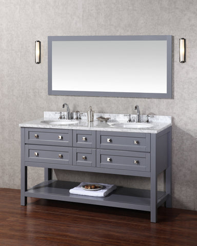 Image of Stufurhome Marla 60 inch Double Sink Bathroom Vanity with Mirror in Grey HD-6868G-60-CR