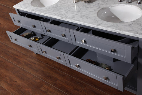 Image of Stufurhome Marla 72 inch Double Sink Bathroom Vanity with Mirror in Grey HD-6868G-72-CR