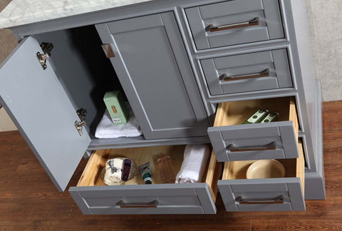 Image of Stufurhome Newport Grey 36 inch Single Sink Bathroom Vanity with Mirror HD-7130G-36-CR