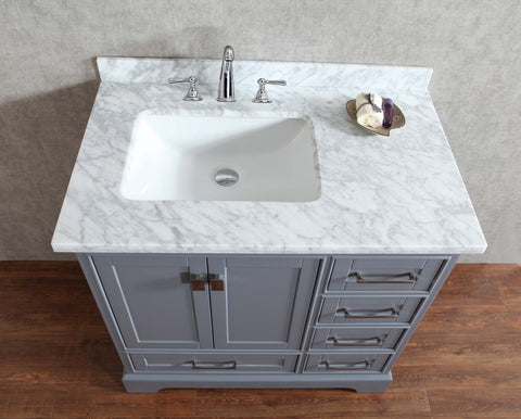 Image of Stufurhome Newport Grey 36 inch Single Sink Bathroom Vanity with Mirror HD-7130G-36-CR