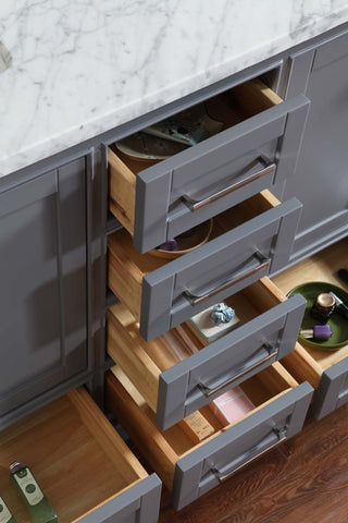 Image of Stufurhome Newport Grey 60 inch Double Sink Bathroom Vanity with Mirror HD-7130G-60-CR