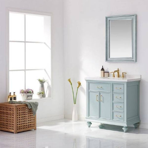 Image of Vinnova Charlotte 36" Transitional Green Vanity Set 735036-FG-CQS