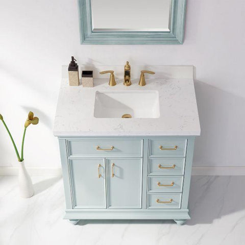 Image of Vinnova Charlotte 36" Transitional Green Vanity Set 735036-FG-CQS