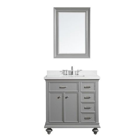 Image of Vinnova Charlotte 36" Transitional Grey Vanity Set 735036-GR-CQS 735036-GR-CQS