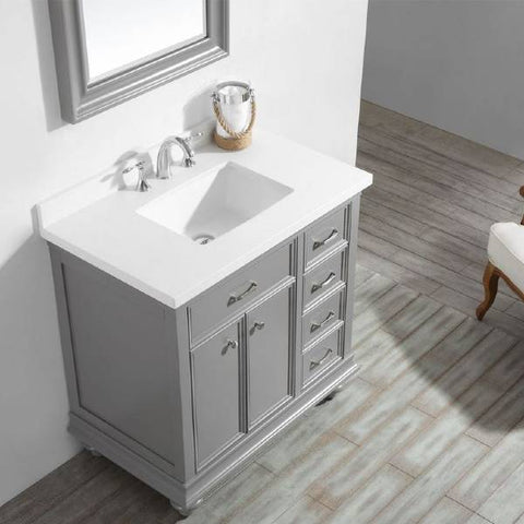 Image of Vinnova Charlotte 36" Transitional Grey Vanity Set 735036-GR-CQS 735036-GR-CQS
