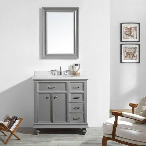 Image of Vinnova Charlotte 36" Transitional Grey Vanity Set 735036-GR-CQS 735036-GR-CQS