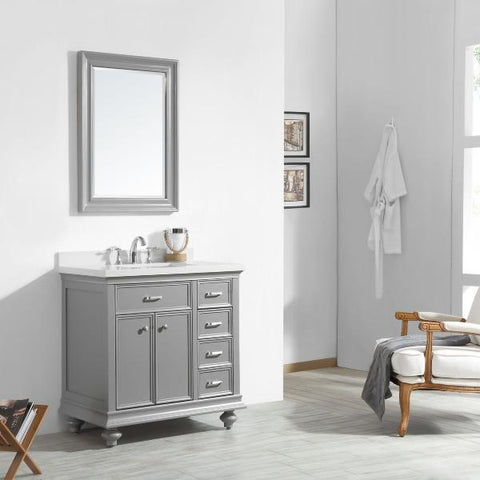Image of Vinnova Charlotte 36" Transitional Grey Vanity Set 735036-GR-CQS 735036-GR-CQS