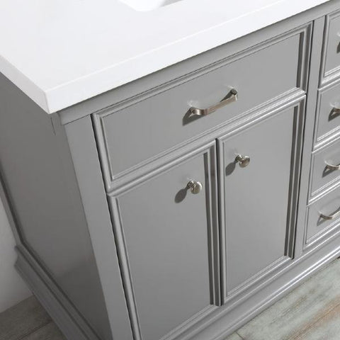 Image of Vinnova Charlotte 36" Transitional Grey Vanity with Carrara White Composite Stone 735036-GR-CQS-NM
