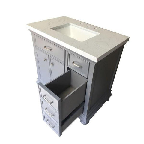 Image of Vinnova Charlotte 36" Transitional Grey Vanity with Carrara White Composite Stone 735036-GR-CQS-NM