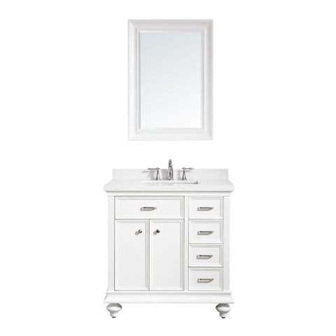 Image of Vinnova Charlotte 36" Transitional White Single Sink Vanity Set 735036-WH-CQS