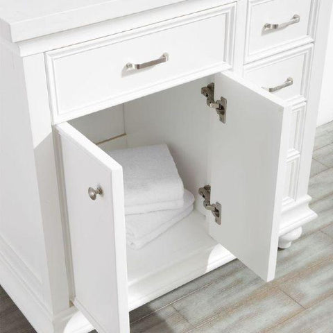 Image of Vinnova Charlotte 36" Transitional White Single Sink Vanity Set 735036-WH-CQS