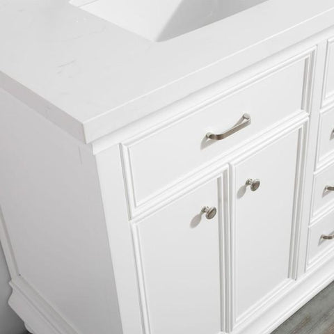 Image of Vinnova Charlotte 36" Transitional White Vanity with Carrara White Composite Stone 735036-WH-CQS-NM