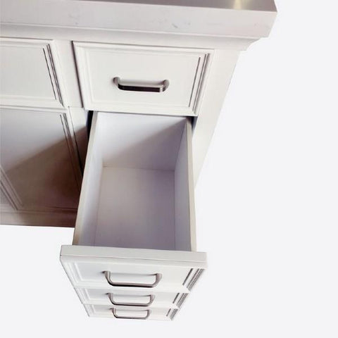 Image of Vinnova Charlotte 36" Transitional White Vanity with Carrara White Composite Stone 735036-WH-CQS-NM