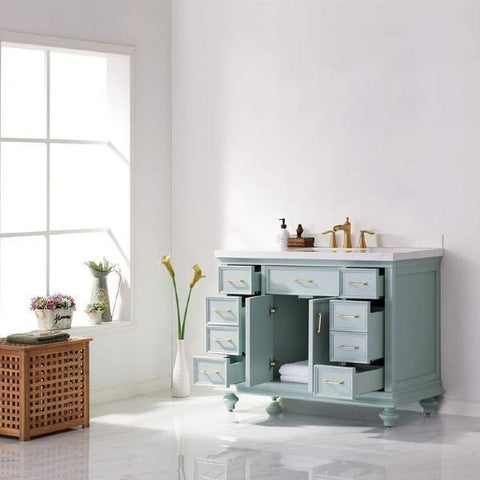 Image of Vinnova Charlotte 48" Transitional Green Vanity 735048-FG-CQS-NM