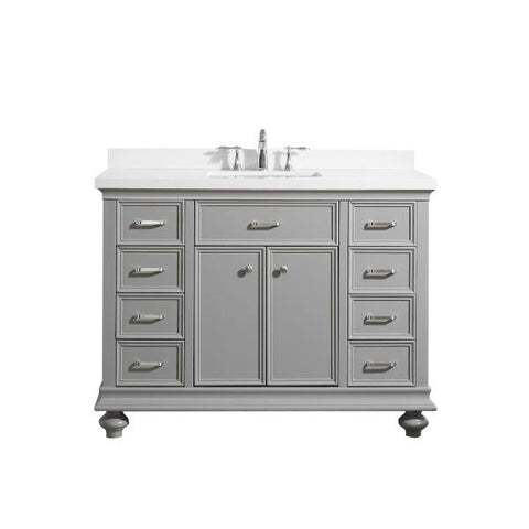 Image of Vinnova Charlotte 48" Transitional Grey Single Sink Vanity 735048-GR-CQS-NM 735048-GR-CQS-NM