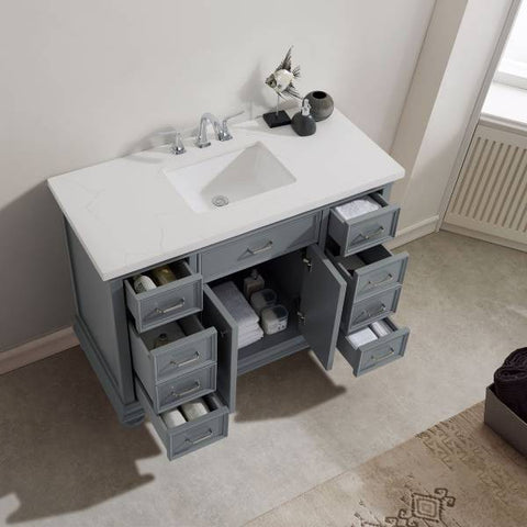 Image of Vinnova Charlotte 48" Transitional Grey Single Sink Vanity Set 735048-GR-CQS
