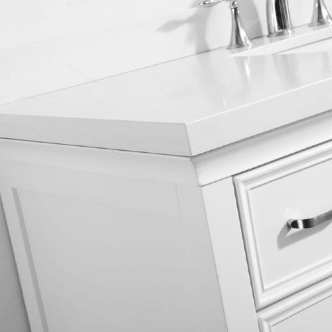Image of Vinnova Charlotte 48" Transitional White Single Sink Vanity 735048-WH-CQS-NM 735048-WH-CQS-NM