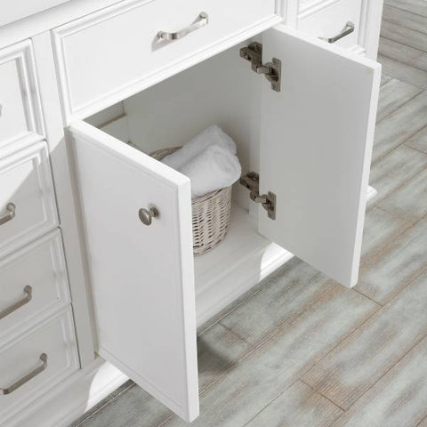 Image of Vinnova Charlotte 48" Transitional White Single Sink Vanity 735048-WH-CQS-NM 735048-WH-CQS-NM