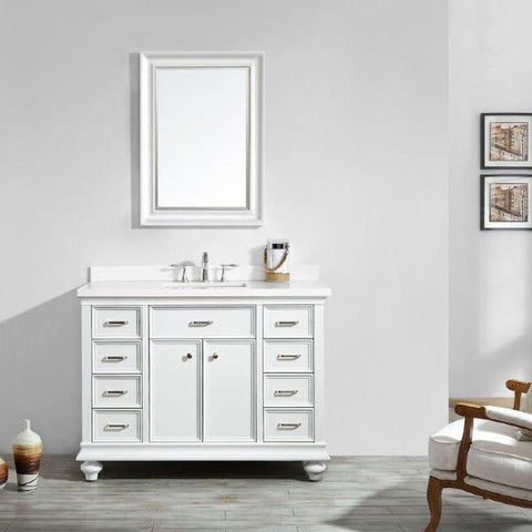 Image of Vinnova Charlotte 48" Transitional White Single Sink Vanity Set 735048-WH-CQS